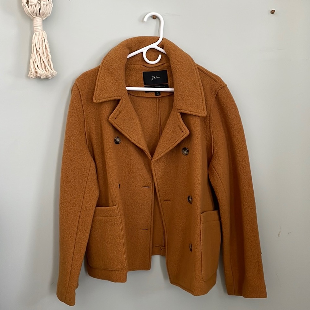 J.Crew Italian Wool Subtle Mustard Peacoat